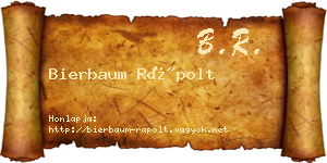Bierbaum Rápolt névjegykártya